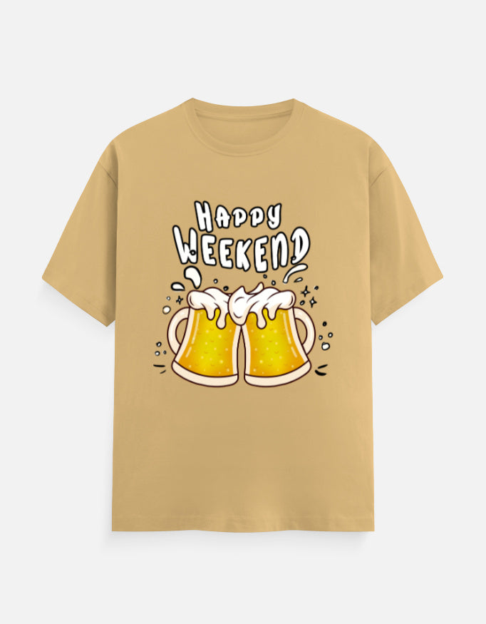 C-Labs Happy Weekend Classic Crew T-Shirt Beige Front_1_c_51_ba6434ec-8a6f-4a18-b2b7-6ee868863d23