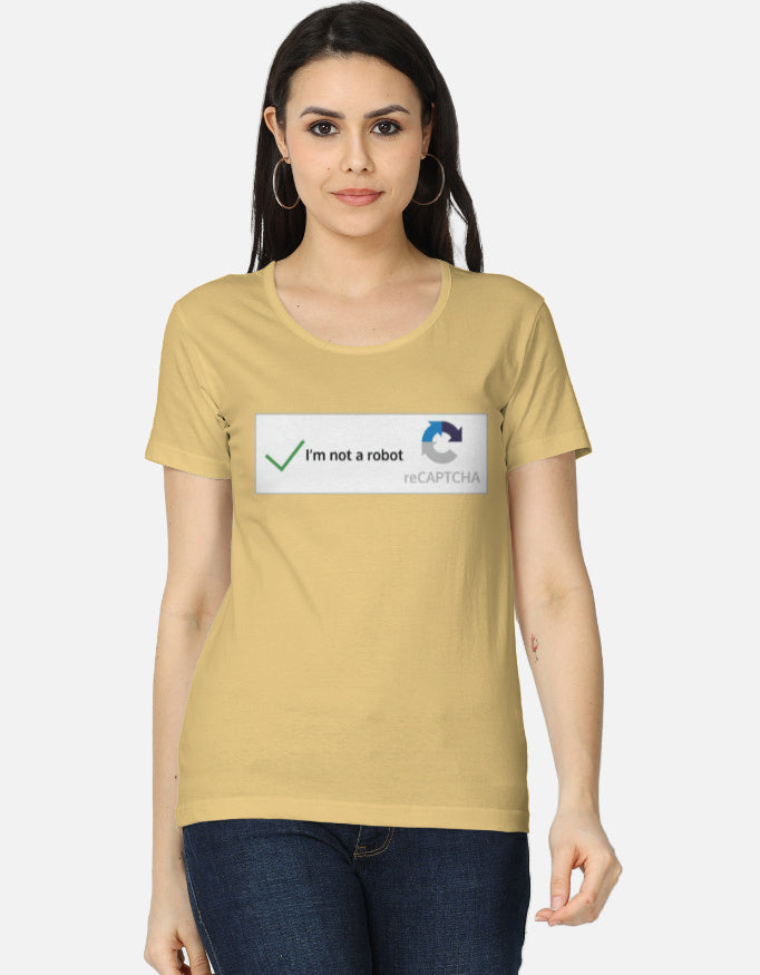 C-Labs I'm Not a Robot Women's Classic T-Shirt Beige Front_1_c_51_bcc7f171-c146-451e-aec4-6ff6fd8bee26