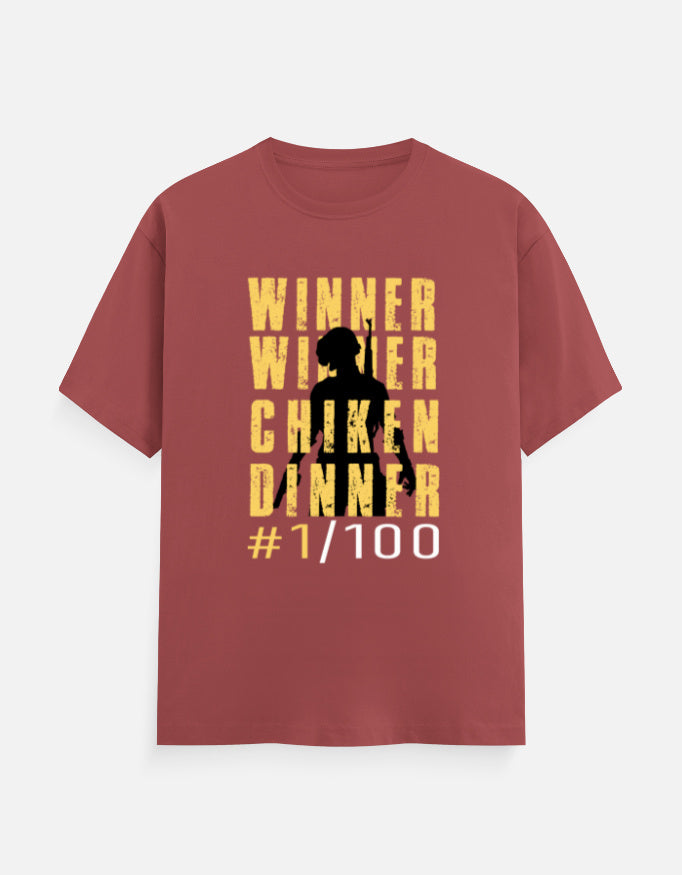 C-Labs WINNER WINNER CHICKEN DINNER Classic Crew T-Shirt Coral Front_1_c_52_1818b8a9-4b72-480b-b644-d9c808f3e725