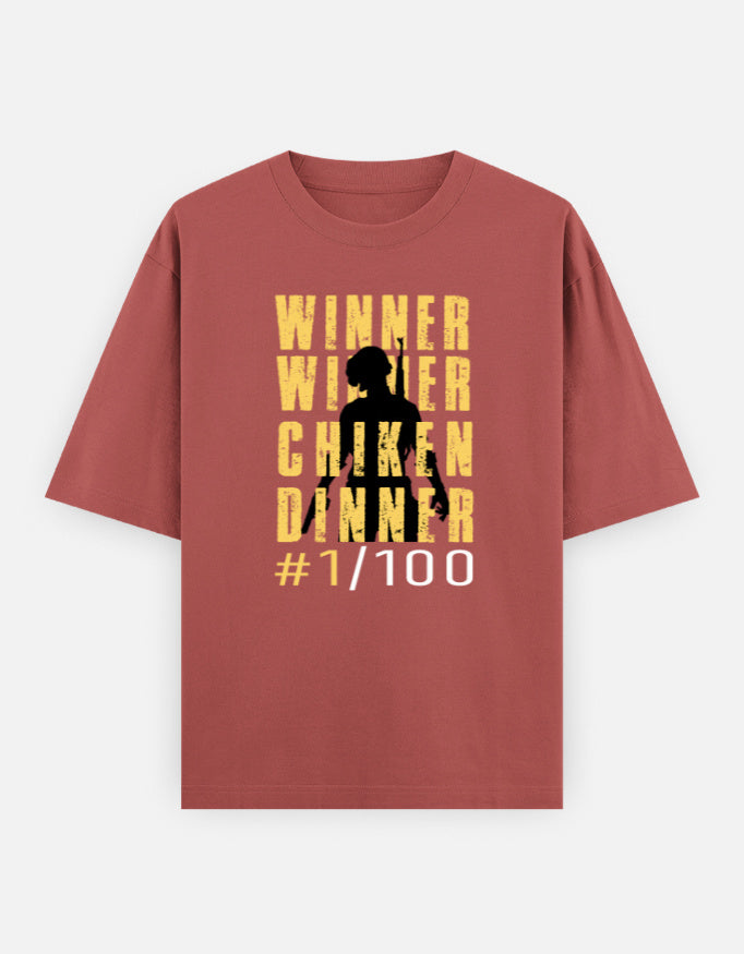 C-Labs WINNER WINNER CHICKEN DINNER Oversized Classic T-Shirt Coral Front_1_c_52_284c0fe3-42e5-4a20-8733-dc4f1ce2734b