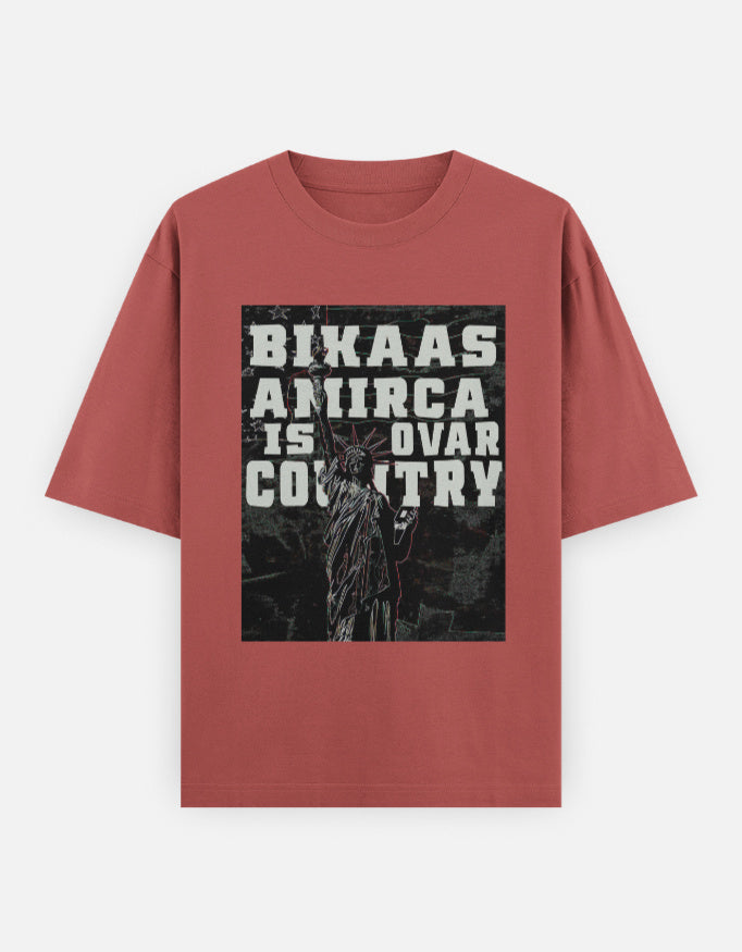 C-Labs Bikaas Amirca Is Ovar Country Oversized Classic T-Shirt Coral Front_1_c_52_2fb59239-585f-4177-92a6-a01c4a05273c