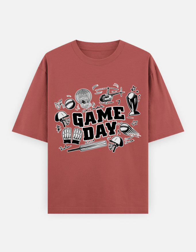 C-Labs Game Day CSK theme Oversized Classic T-Shirt Coral Front_1_c_52_3b6fcf52-7923-49cc-8f77-4ee56963d82b