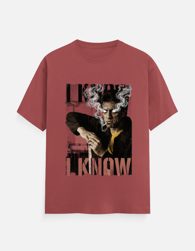 C-Labs I know I know Classic Crew T-Shirt Coral Front_1_c_52_55047346-1ee1-41b2-b4bd-d2a2282d3a1a