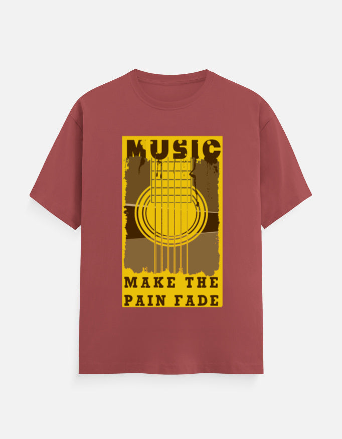 C-Labs Music Make The Pain Fade Classic Crew T-Shirt Coral Front_1_c_52_6cde21db-4769-439a-a151-a4cbe1128273
