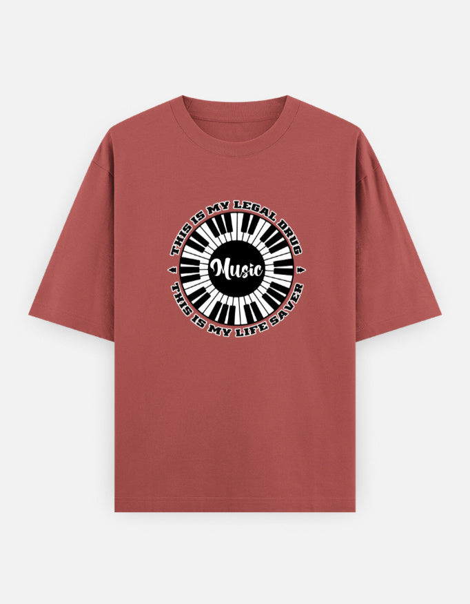 C-Labs Music Is My Drug Oversized Classic T-Shirt Coral Front_1_c_52_945c3d09-7c50-465a-aee3-0fb2200988d3