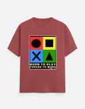 C-Labs Born to Play. Forced to Work Classic Crew T-Shirt Coral Front_1_c_52_cd0ed150-3270-44c9-8ea6-d246842d8a53