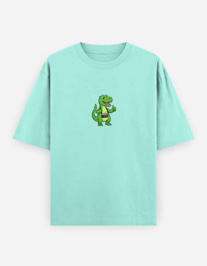 C-Labs Photographer Dinosaur Oversized Classic T-Shirt Mint Front_1_c_53_19266fcf-e788-4b64-a8ec-a6c1c4d034b7