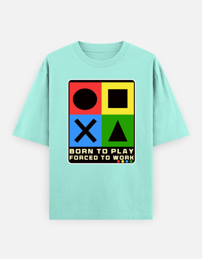 C-Labs Born to Play. Forced to Work. Oversized Classic T-Shirt Mint Front_1_c_53_db68e3af-ba92-4fe9-b09a-fae688173967