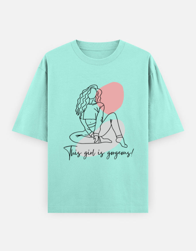 C-Labs This Girl Is Gorgeous Oversized Classic T-Shirt Mint Front_1_c_53_e80db014-2127-4eb2-8d9a-c8f4829b5633
