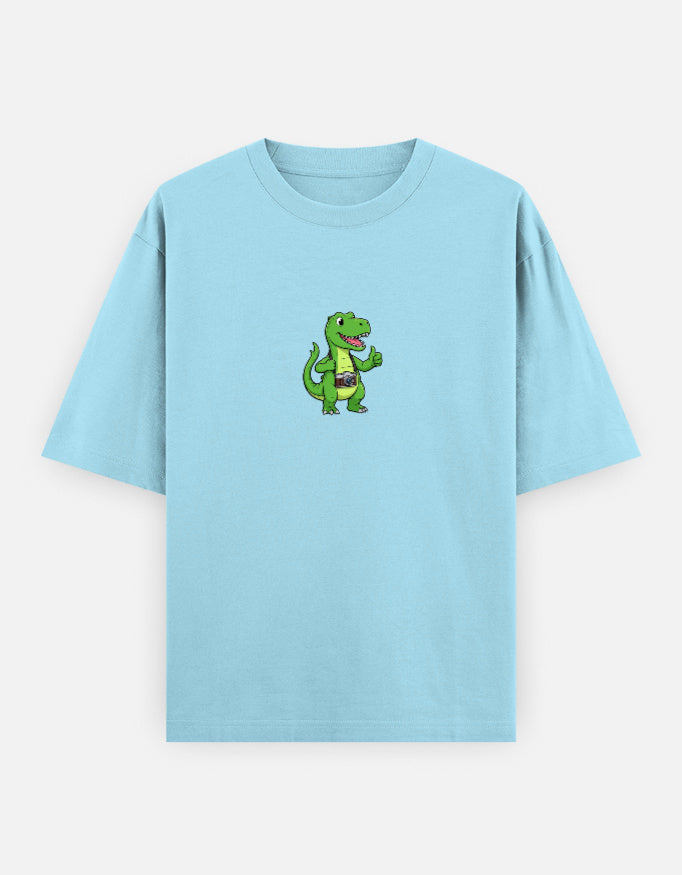 C-Labs Photographer Dinosaur Oversized Classic T-Shirt Baby Blue Front_1_c_54_b506e60b-d985-4b79-85ab-834b87936edf