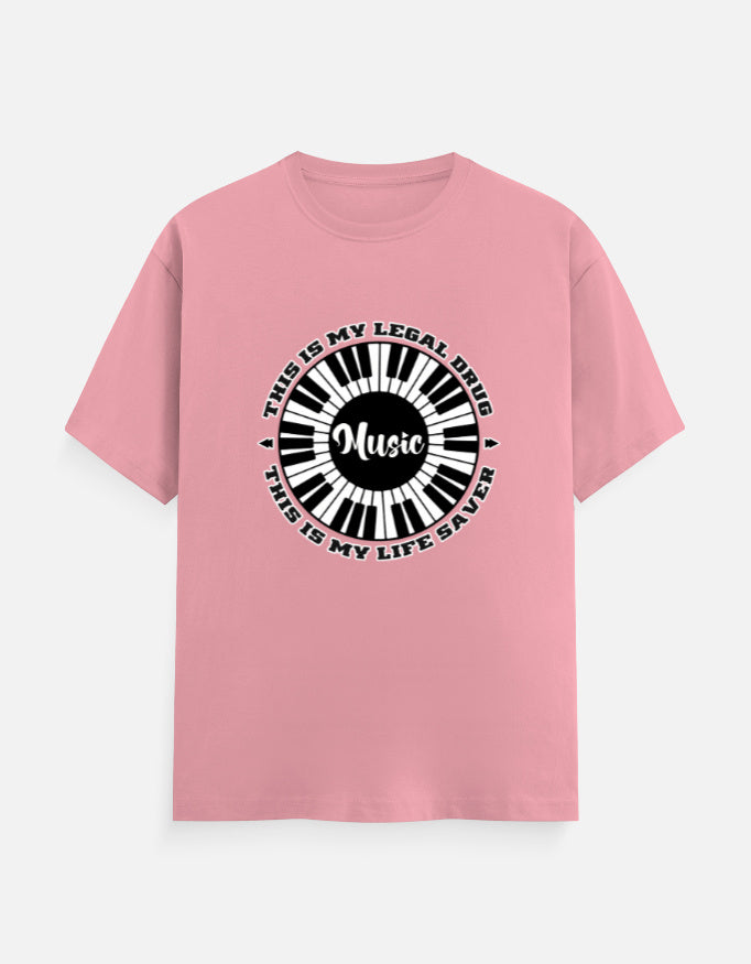 C-Labs Music Is My Drug Classic Crew T-Shirt Flamingo Front_1_c_56_bd477faa-71b7-47d8-a67b-bb1de977da34
