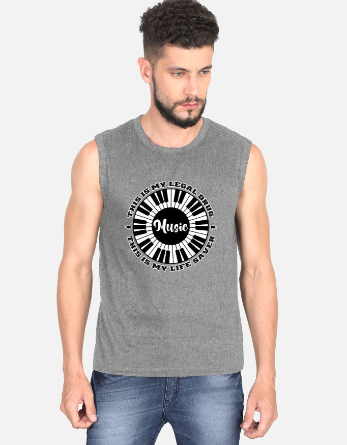 C-Labs Music Is My Drug Sleeveless T-Shirt Charcoal Melange Front_1_c_5_07b9daef-2737-4c33-97ec-2b5b9799dfb4