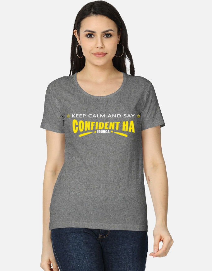C-Labs Confident-ah Irunda Women's Classic T-Shirt Charcoal Melange Front_1_c_5_3e688fd2-ea2d-437b-bbf7-611601c68764