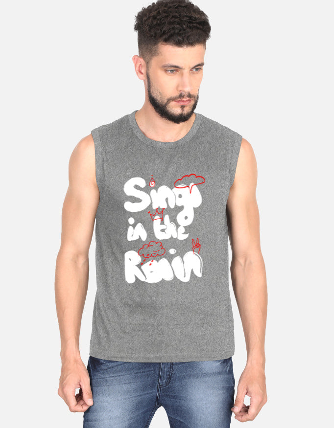 C-Labs Sing In The Rain Sleeveless T-Shirt Charcoal Melange Front_1_c_5_7975ea3b-a83c-450a-a44d-7dde5c7f44e7
