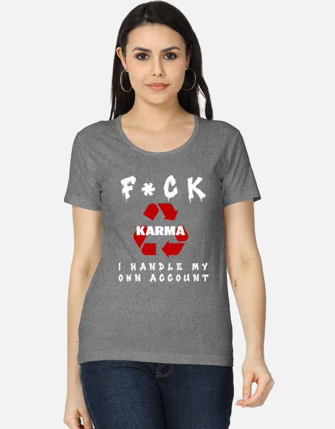 C-Labs Karma Women's Classic T-Shirt Charcoal Melange Front_1_c_5_7a0196b4-3be1-4d59-abab-e35c7c471bb7