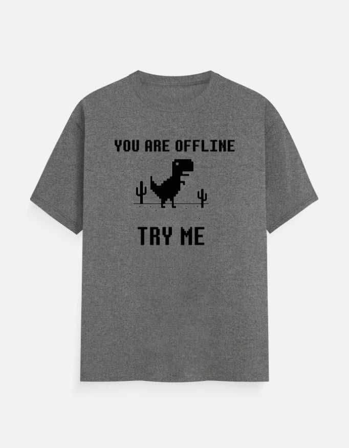 C-Labs If You Are in Offline, Try Me Classic Crew T-Shirt Charcoal Melange Front_1_c_5_8f4c6c04-6c14-4ba5-8f1e-c7ebd413270f