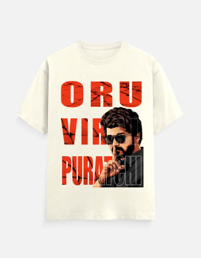 C-Labs Oru Viral Puratchi Classic Crew T-Shirt Off White Front_1_c_61_08fc2b3a-b667-4031-be8d-251393124de3