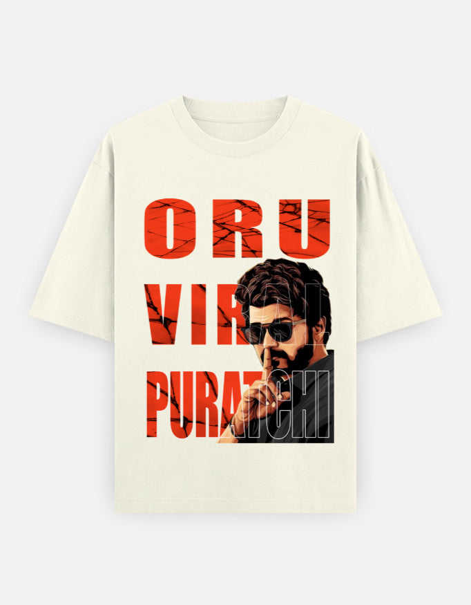 C-Labs Oru Viral Puratchi Oversized Classic T-Shirt Off White Front_1_c_61_6a32092b-0a6a-4888-8906-654f14c21bf1