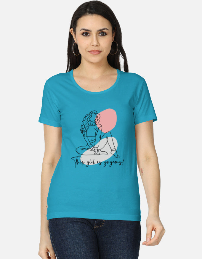 C-Labs This Girl Is Gorgeous Women's Classic T-Shirt SkyBlue Front_1_c_6_0b6b05b2-8b50-4521-9309-0344482a8670