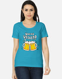 C-Labs Happy Weekend Women's Classic T-Shirt SkyBlue Front_1_c_6_90a2f11b-556f-4b3e-b3d2-f6675546c56d