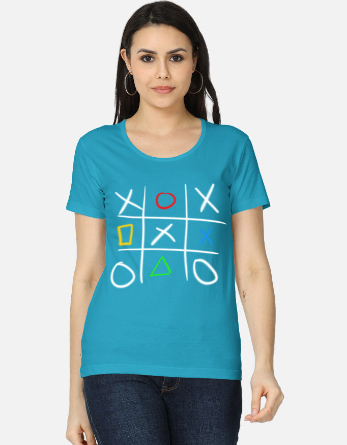 C-Labs Play Station XO Women's Classic T-Shirt SkyBlue Front_1_c_6_f82bbf96-896a-4223-ada3-12ab5643fb37
