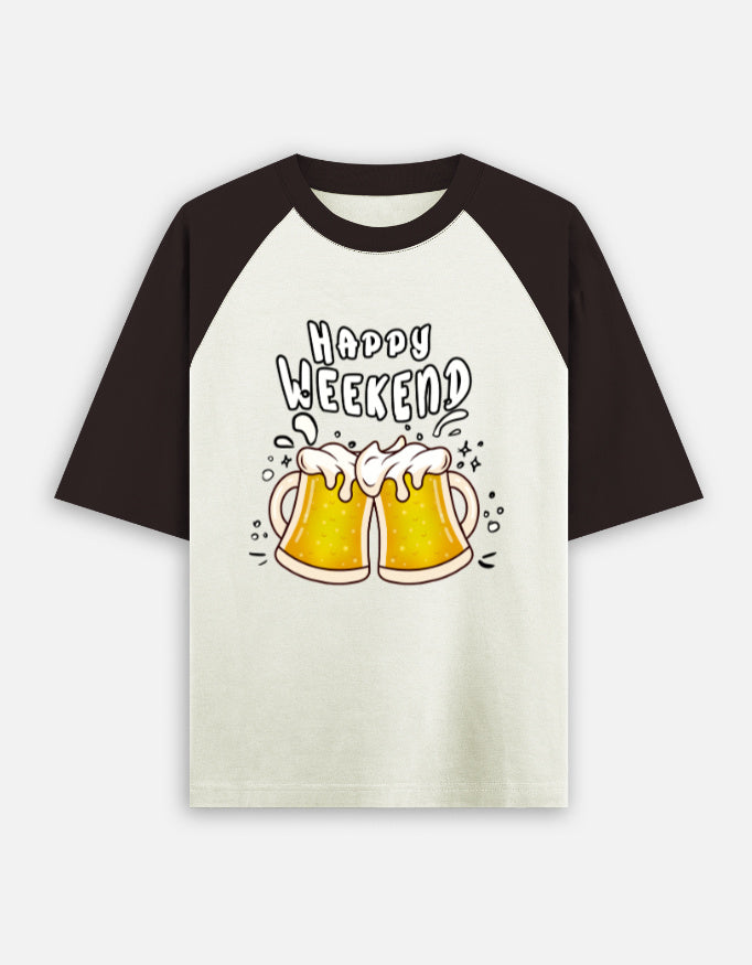 C-Labs Happy Weekend Oversized Classic T-Shirt Coffee Brown off white Front_1_c_72