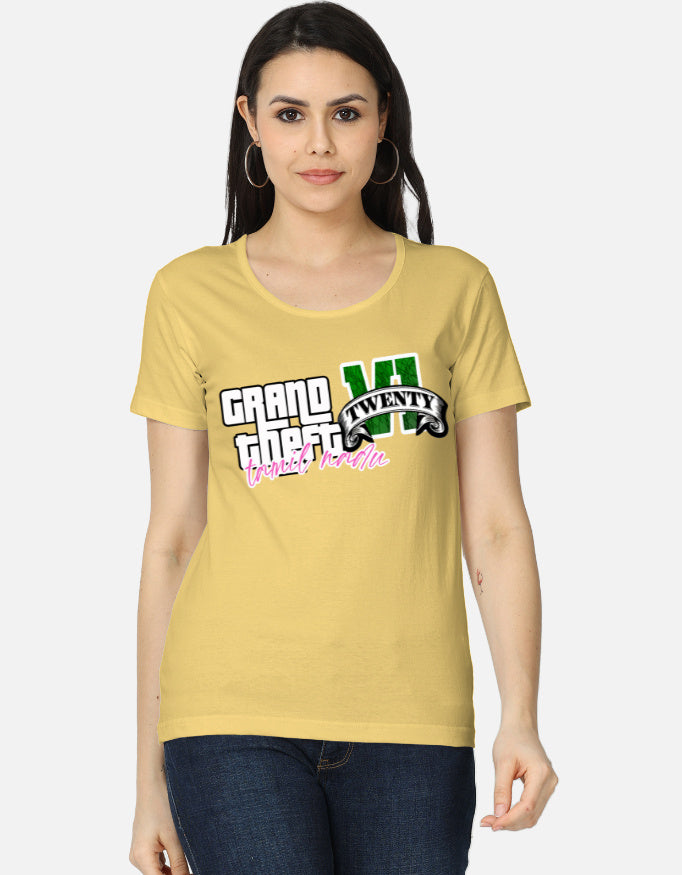 C-Labs Grand Theft Auto: Tamil Nadu Edition Women's Classic T-Shirt Yellow Front_1_c_7_396cd70d-193d-4908-bfca-e45895ca6fcf