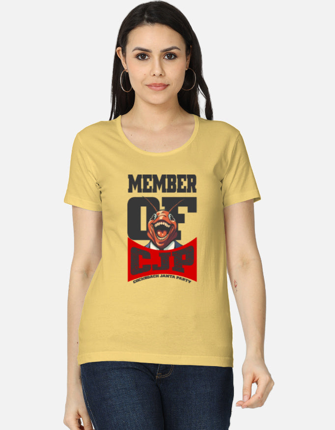 C-Labs Member of Cockroach Janatha Party Women's Classic T-Shirt Yellow Front_1_c_7_3d8cfae5-a693-4ed9-8278-6b310c33ed9c