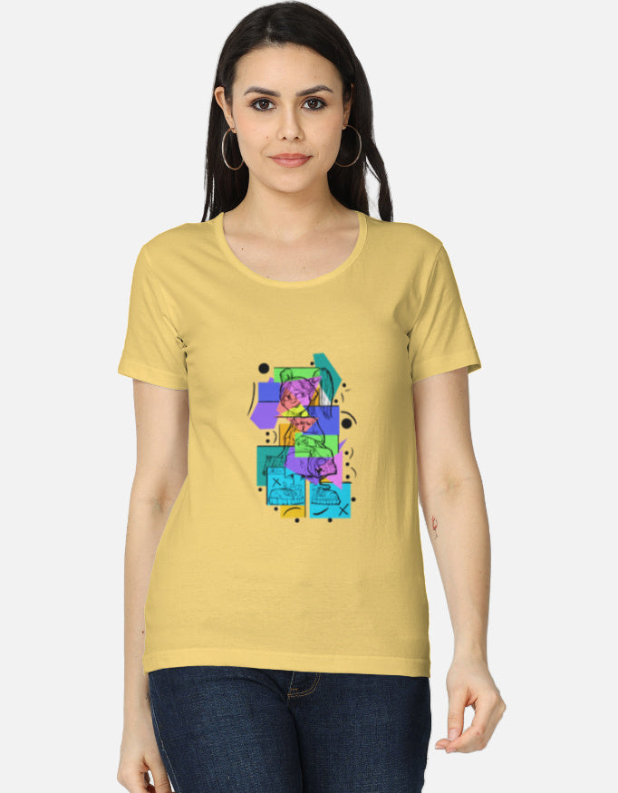 C-Labs Colorful Girl Women's Classic T-Shirt Yellow Front_1_c_7_4c880c4f-2c18-436f-9911-c247645ed805