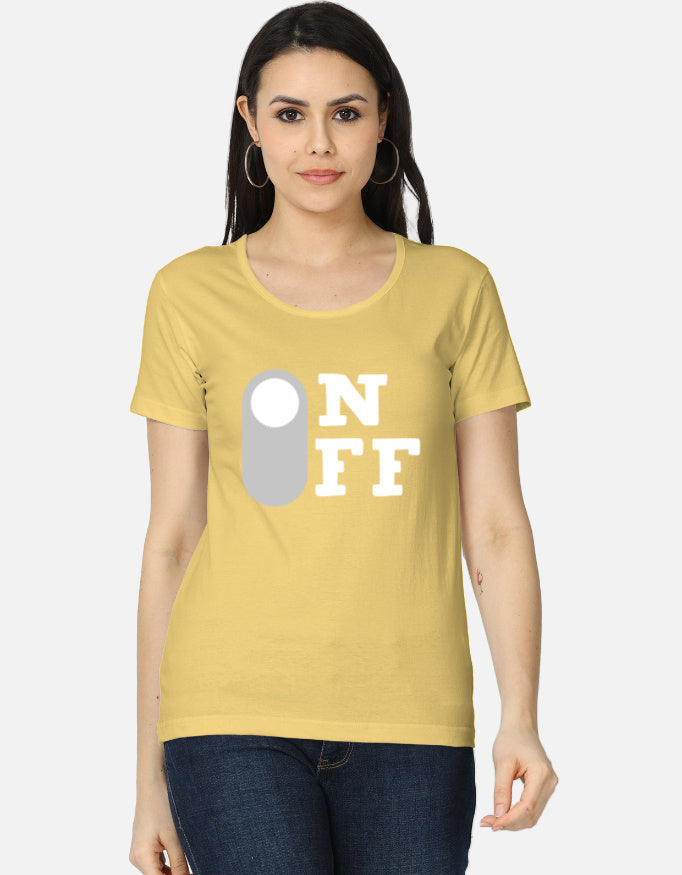 C-Labs On Off Women's Classic T-Shirt Yellow Front_1_c_7_6bf5ec4e-1fc6-44fe-a6bf-b09ce24b4464