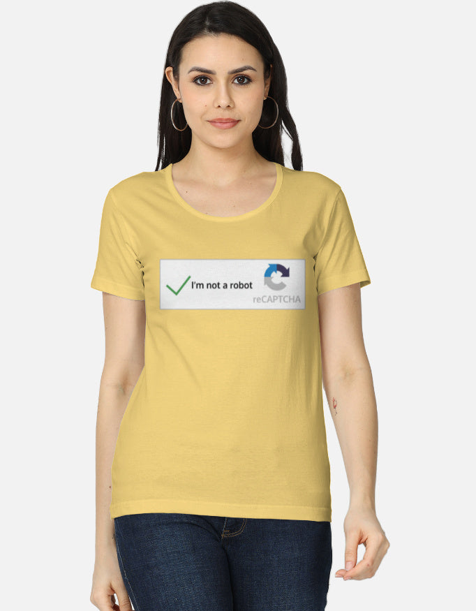 C-Labs I'm Not a Robot Women's Classic T-Shirt Yellow Front_1_c_7_e47bbfa3-6940-41d5-a512-9baa0a459e6d