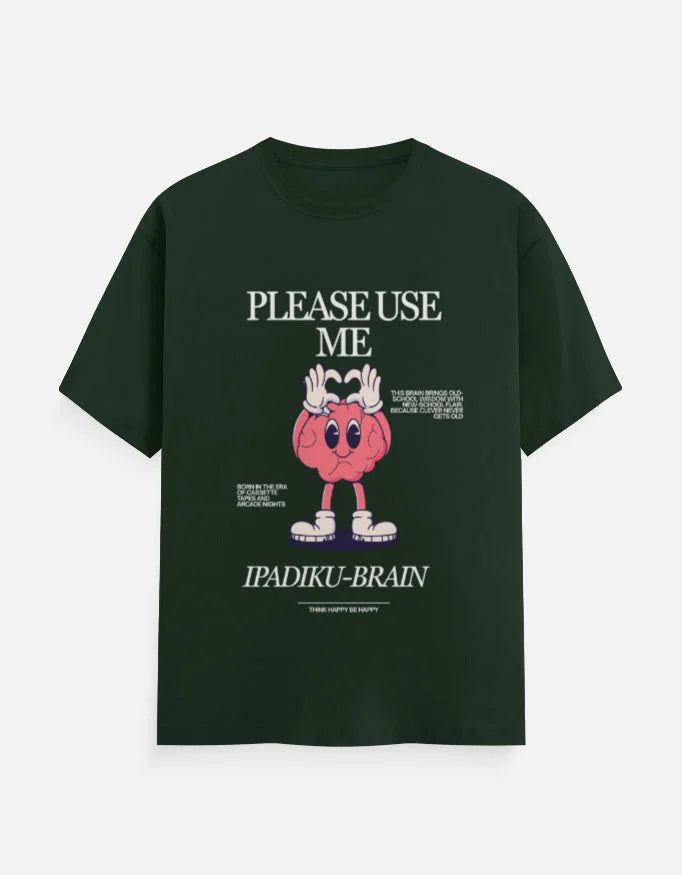 C-Labs Please use me ipadiku "Brain" Classic Crew T-Shirt Bottle Green Front_1_c_8