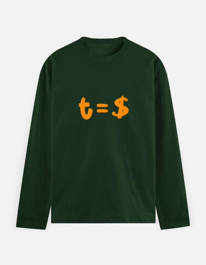 C-Labs Time Is Money Full Sleeve T-Shirt Bottle Green Front_1_c_8_07ddc6c5-1b1d-4f73-99fe-a586d7d96f12