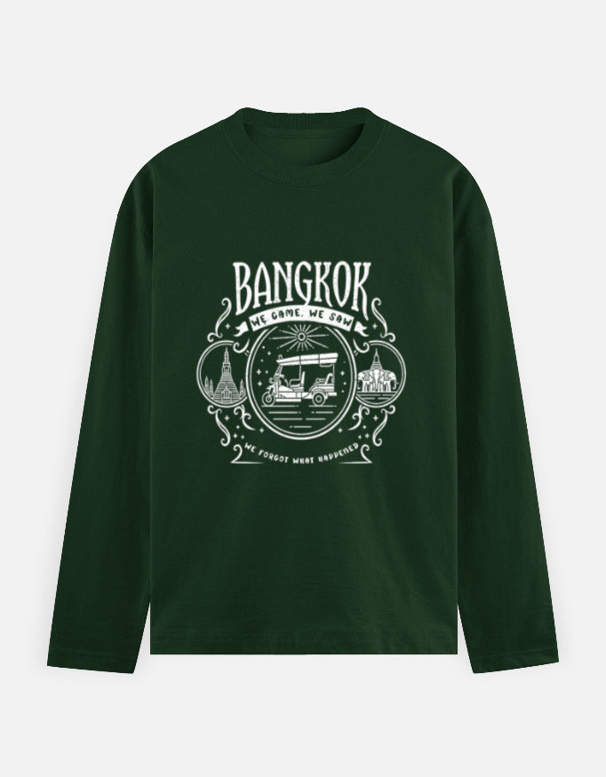 C-Labs Bangkok: We Came, We Saw Full Sleeve T-Shirt Bottle Green Front_1_c_8_0a4bd609-b325-43bc-9170-8cf321fd1671