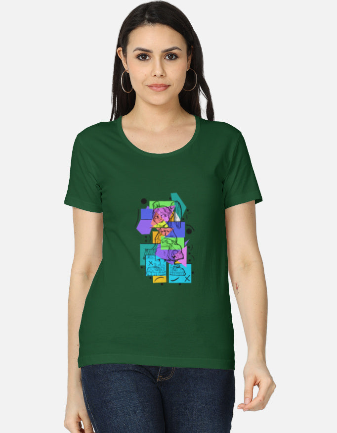 C-Labs Colorful Girl Women's Classic T-Shirt Bottle Green Front_1_c_8_0ecb2276-14c2-4c48-bc2c-c98da599b896