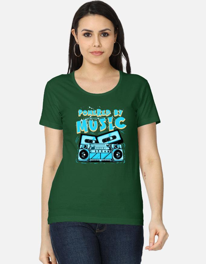 C-Labs Powered By Music Women's Classic T-Shirt Bottle Green Front_1_c_8_29e4acad-0735-4cc6-ab7f-ac993c97aa7d