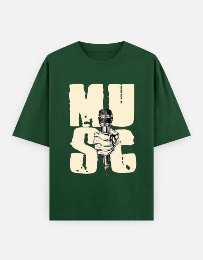 C-Labs Music Oversized Classic T-Shirt Bottle Green Front_1_c_8_2f6f0abe-20c9-48c8-973b-233d9b1b6d88