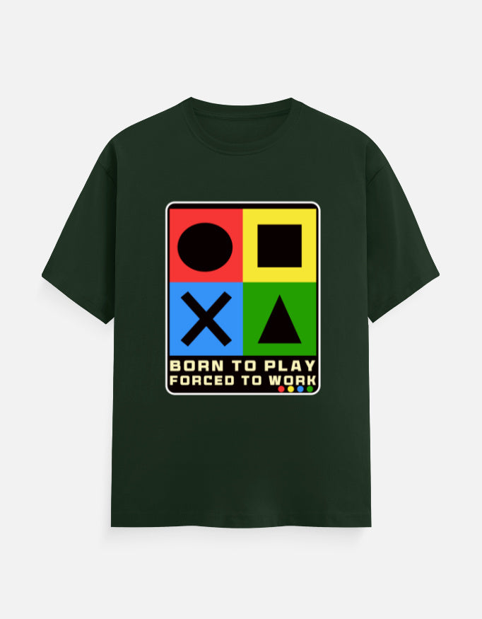 C-Labs Born to Play. Forced to Work Classic Crew T-Shirt Bottle Green Front_1_c_8_4ad763ef-a65f-440c-bc0e-cf5b45d15717