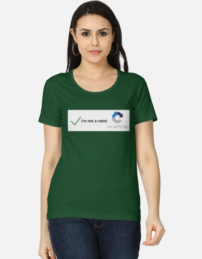 C-Labs I'm Not a Robot Women's Classic T-Shirt Bottle Green Front_1_c_8_5b76a76e-dd31-4bd2-b33e-66071e80800f