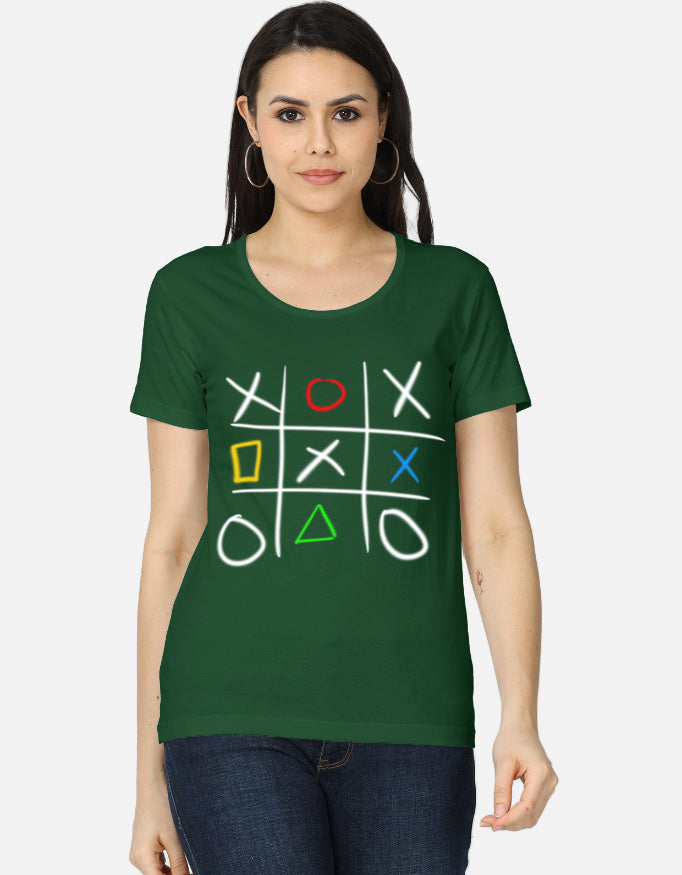 C-Labs Play Station XO Women's Classic T-Shirt Bottle Green Front_1_c_8_67aeb18d-ab72-4458-8ff9-d750ae14cf1d