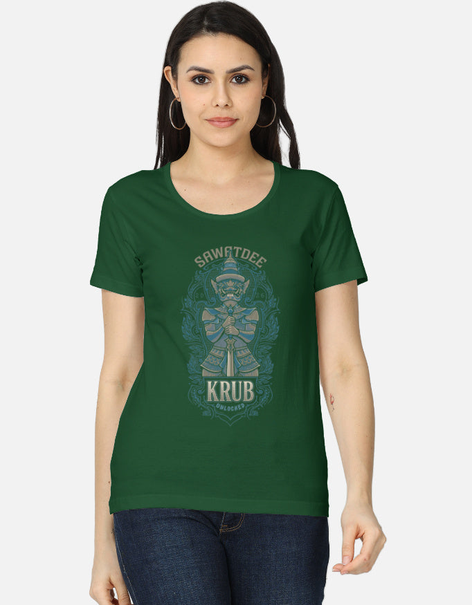 C-Labs Sawatdee Krub Women's Classic T-Shirt Bottle Green Front_1_c_8_6dc83a73-1664-4ac5-aa09-9b5335cfe35c