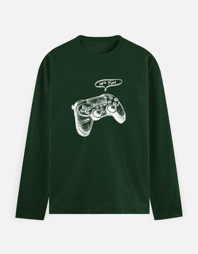 C-Labs Let's Play Full Sleeve T-Shirt Bottle Green Front_1_c_8_72012f5c-5562-4c16-a69a-38451e422c62
