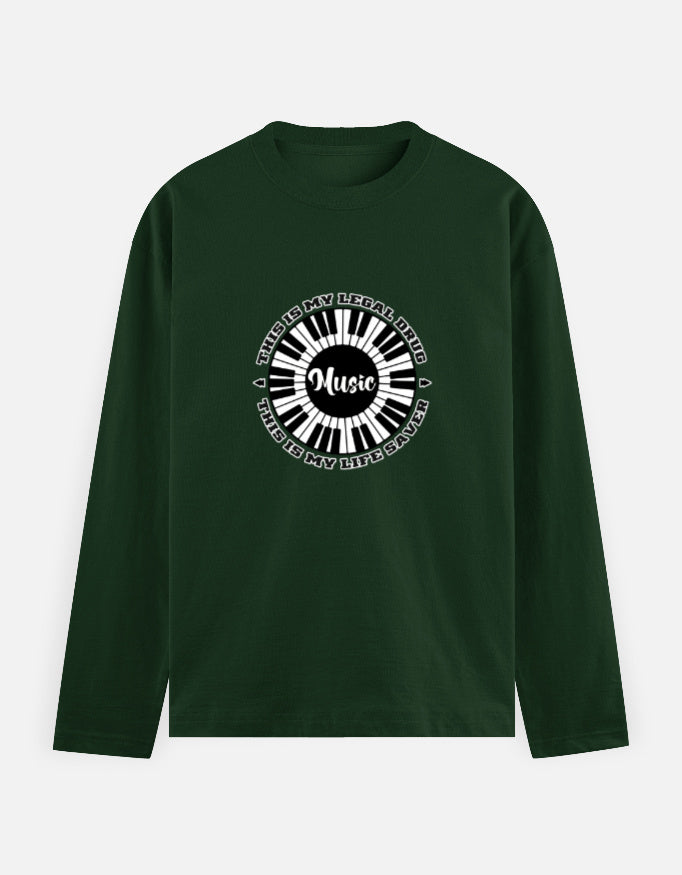C-Labs Music Is My Drug Full Sleeve T-Shirt Bottle Green Front_1_c_8_ca023b15-6f0c-4854-adec-5f98693219b6