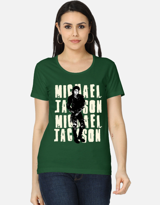 C-Labs Michael Jackson Women's Classic T-Shirt Bottle Green Front_1_c_8_cdd3ca1f-f2bc-4479-b682-1a9cd55e41b0