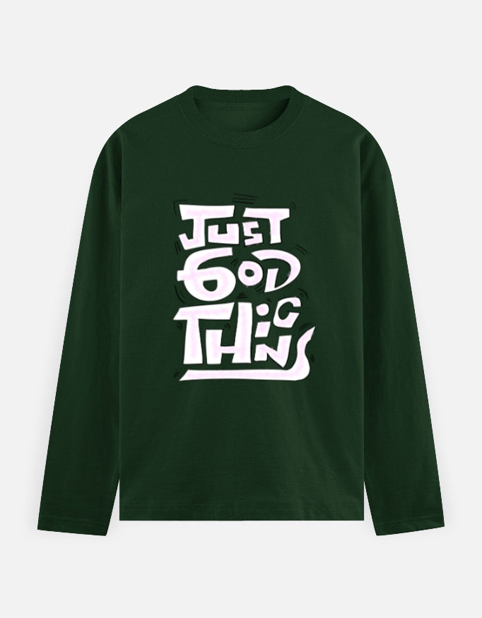 C-Labs Just God Things Full Sleeve T-Shirt Bottle Green Front_1_c_8_e3450b3b-53fa-4d6b-9b77-6a008a4de235