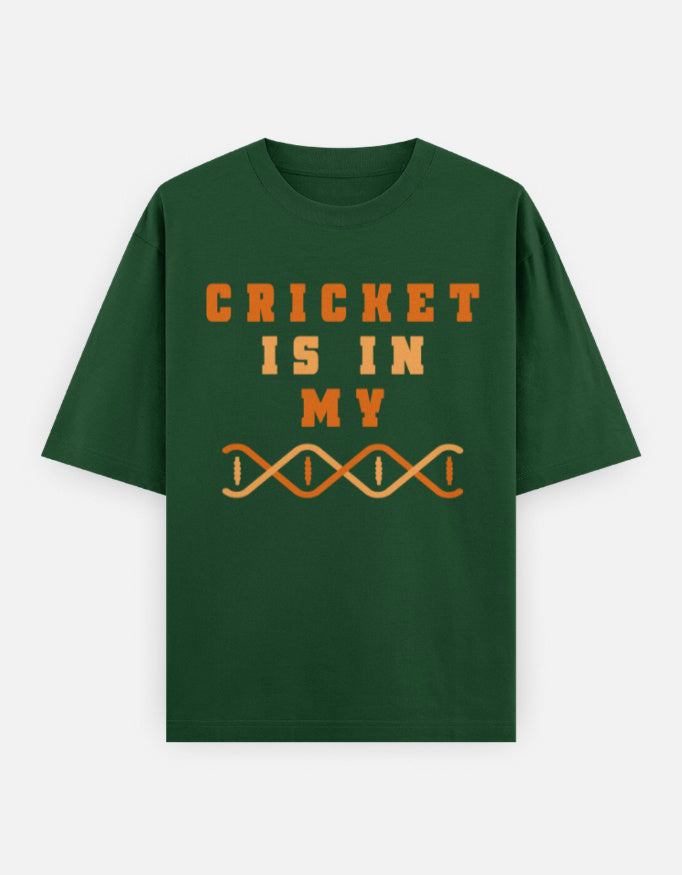 C-Labs Cricket is in my DNA Oversized Classic T-Shirt Bottle Green Front_1_c_8_e64954aa-299f-4eba-9183-4b3a20e181ac