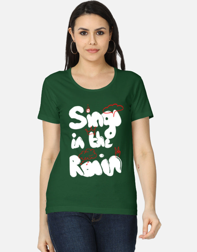 C-Labs Sing In The Rain Women's Classic T-Shirt Bottle Green Front_1_c_8_ee8c1c9f-3a69-49e3-9186-255620922046