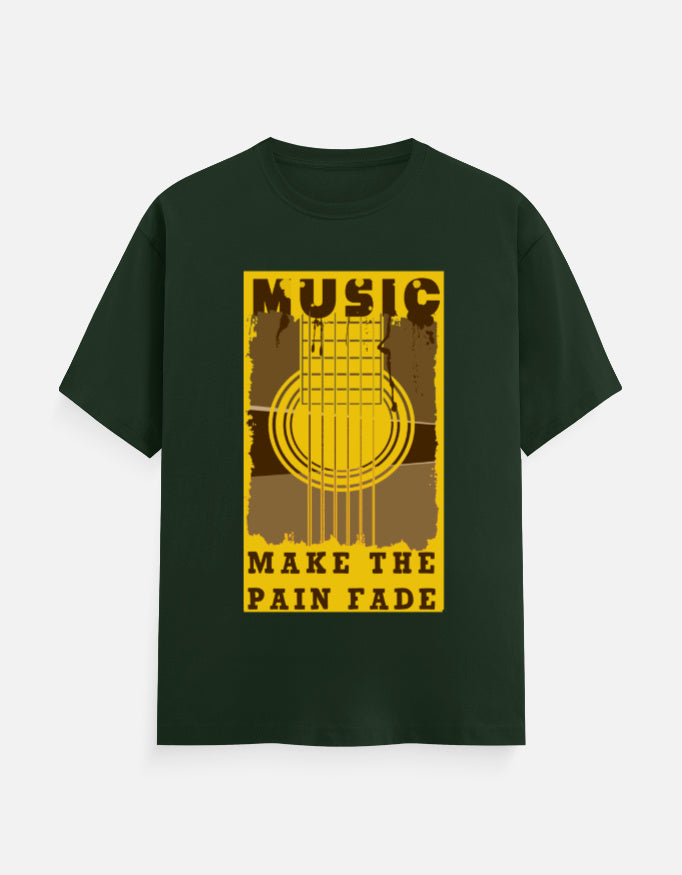 C-Labs Music Make The Pain Fade Classic Crew T-Shirt Bottle Green Front_1_c_8_f711f37f-4302-4c6e-854b-ec60f21c4a7e
