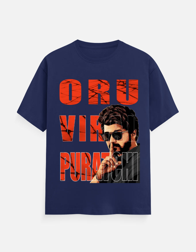 C-Labs Oru Viral Puratchi Classic Crew T-Shirt Royal Blue Front_1_c_9_73067302-5fbb-44d6-b260-0ec2c66c36e5