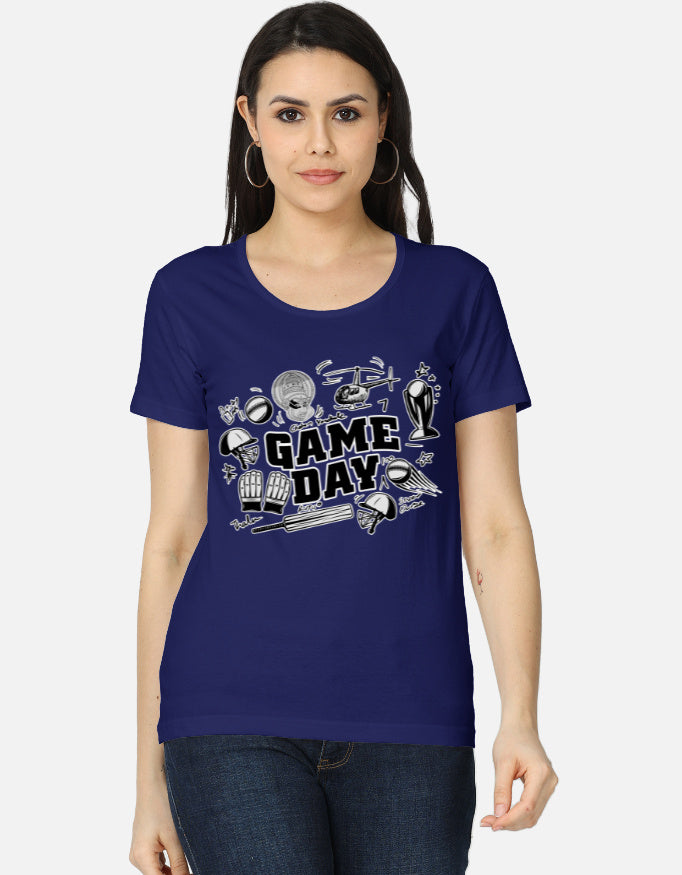 C-Labs Game Day CSK Theme Women's Classic T-Shirt Royal Blue Front_1_c_9_bca48e83-ef0a-4b55-ba08-1223f74598cc
